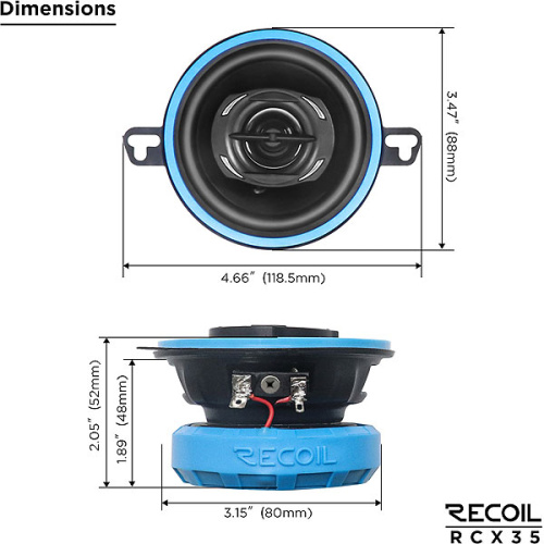 Коаксиальная акустика. Акустическая система RECOIL RCX35. Цена от – 3 290 руб. фото 4