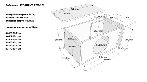 Сабвуфер ABENT AWR-252. Цена – 5&nbsp;220 руб. фото 8