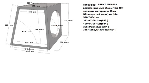 Сабвуфер ABENT AWR-252. Цена – 5&nbsp;220 руб. фото 2