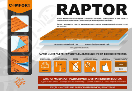 Шумоизоляция COMFORTMAT RAPTOR. Цена – 700 руб. фото 3